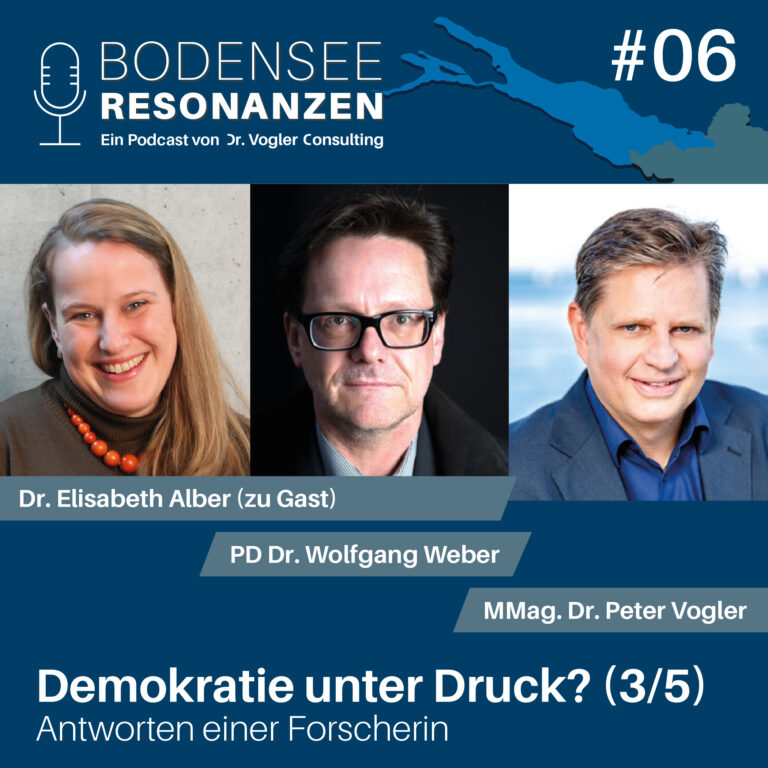 Podcast 06 Demokratie 3von5 768x768 - Ist die Demokratie unter Druck? - mit Dr. Elisabeth Alber, Forscherin & Lehrbeauftragte (Reihe "Demokratie", Teil 3/5)